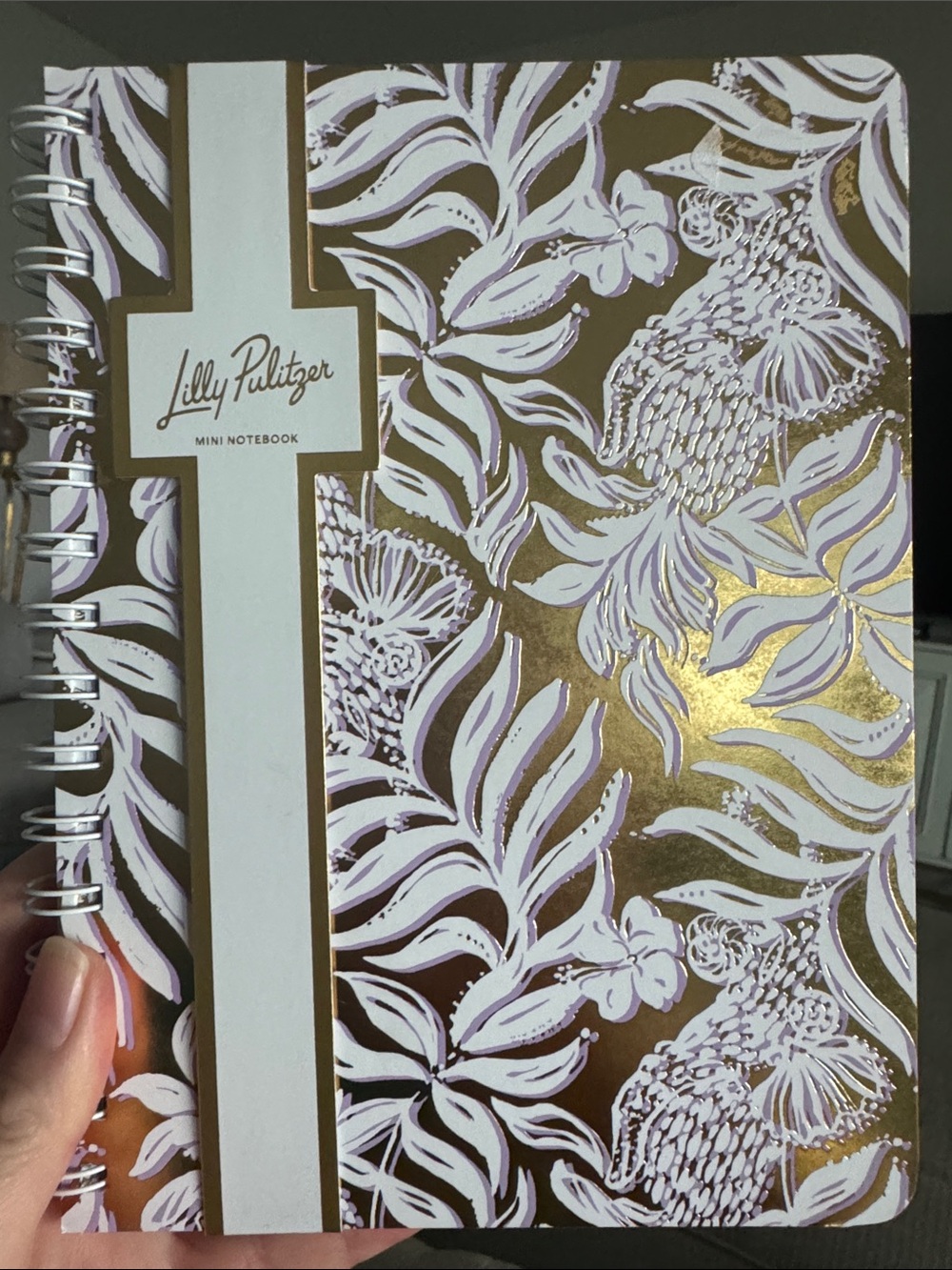 Lilly Pulitzer Gold & White Mini Notebook New
